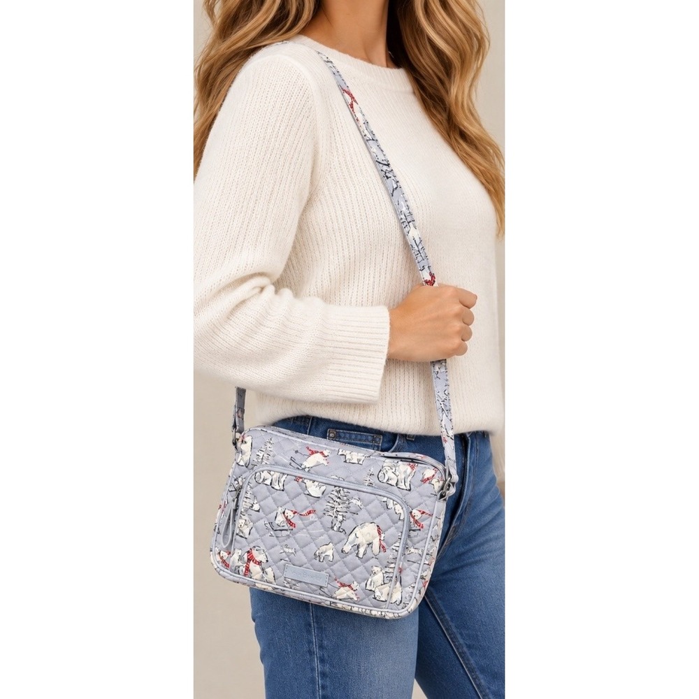 Vera Bradley Beary Merry RFID Little Hipster Crossbody Purse Polar Bear NWT $60